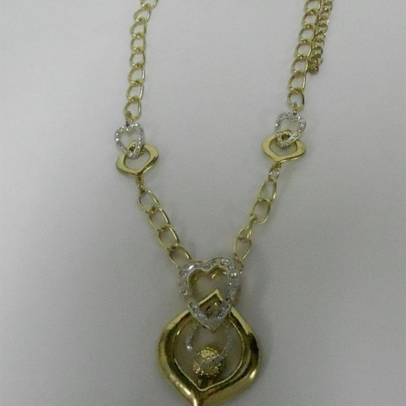 LIVE LAUGH LOVE CRYSTAL HEART NECKLACE EARRING SET - Picture 1 of 7